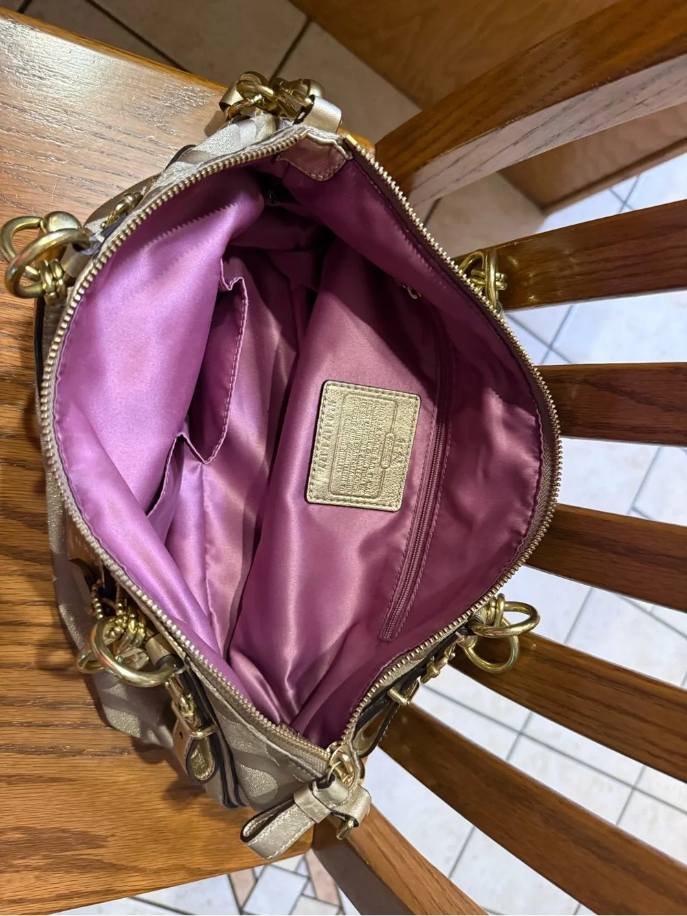 Coach Gold-Tone Signature Shoulder Bag